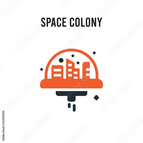Space colony vector icon on white background. Red and black colored Space colony icon. Simple element illustration sign symbol EPS
