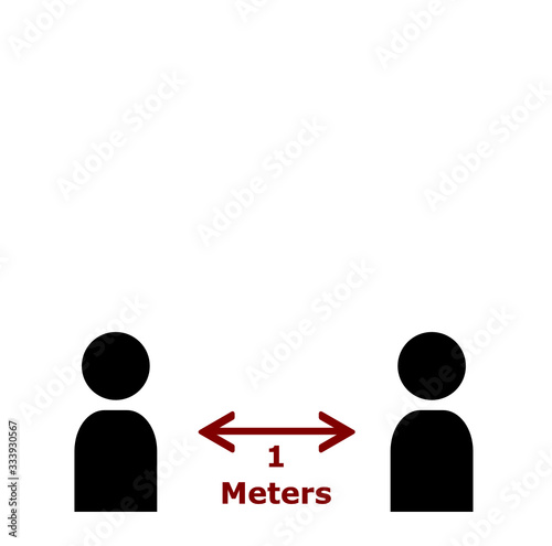 Keep distance sign. Coronovirus epidemic protective equipment. Preventive measures. Steps to protect yourself. Keep the 1 meter distance. Vector illustration.