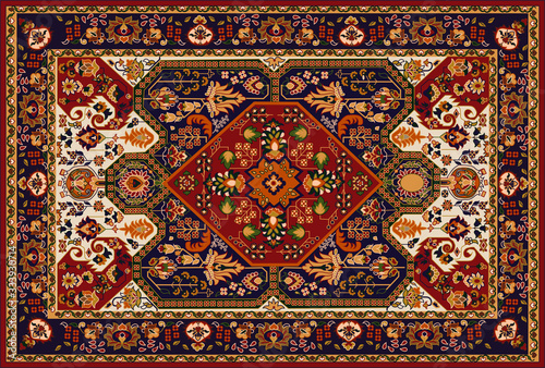 Illustrated Persian carpet original design, tribal texture. 