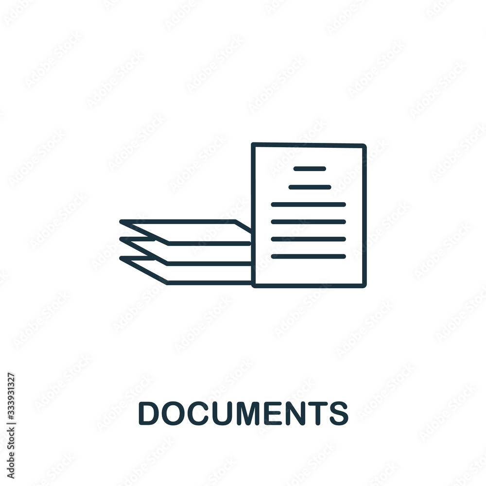 Documents icon from office tools collection. Simple line Documents icon for templates, web design and infographics