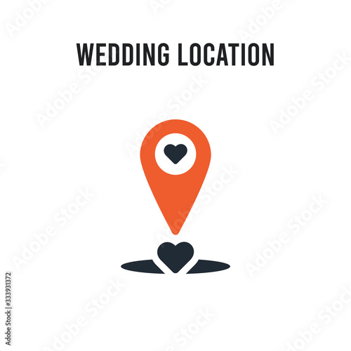 Wedding Location vector icon on white background. Red and black colored Wedding Location icon. Simple element illustration sign symbol EPS