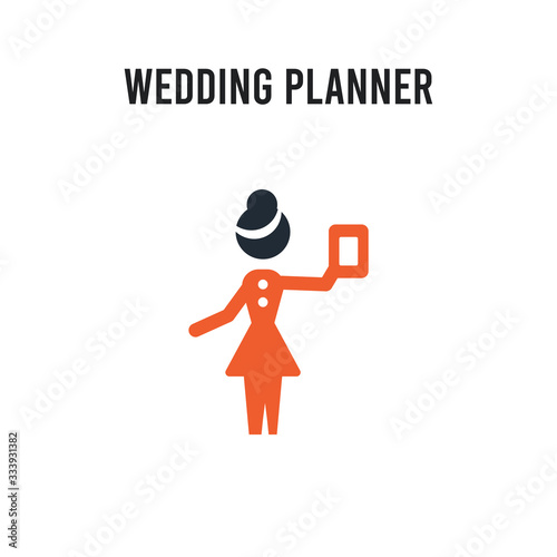 wedding planner vector icon on white background. Red and black colored wedding planner icon. Simple element illustration sign symbol EPS