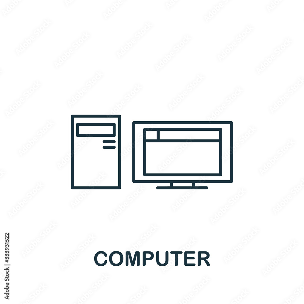 Computer icon from office tools collection. Simple line Computer icon for templates, web design and infographics Computer icon from office tools collection. Simple line Computer icon for templates, web design and infographics