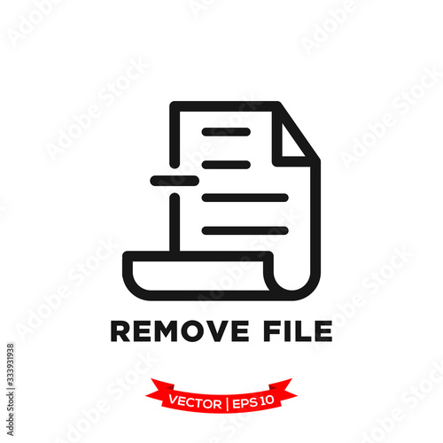 remove file icon in trendy flat style, file icon, document vector icon