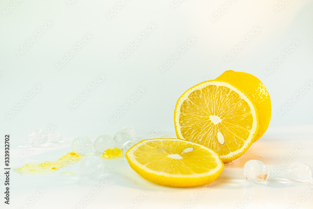 Fresh lemon iced with lemon sliced on white background. Fresh lemon iced with lemon sliced on white background.