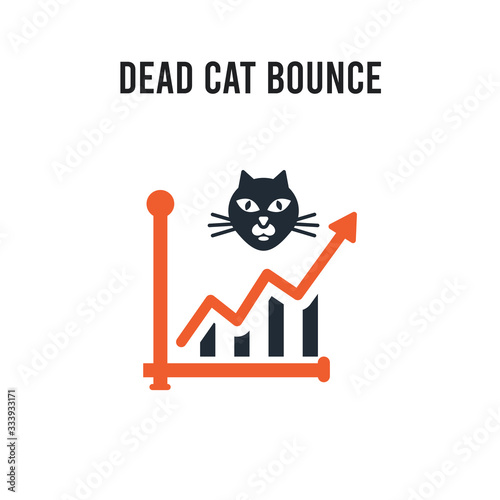 Dead cat bounce vector icon on white background. Red and black colored Dead cat bounce icon. Simple element illustration sign symbol EPS