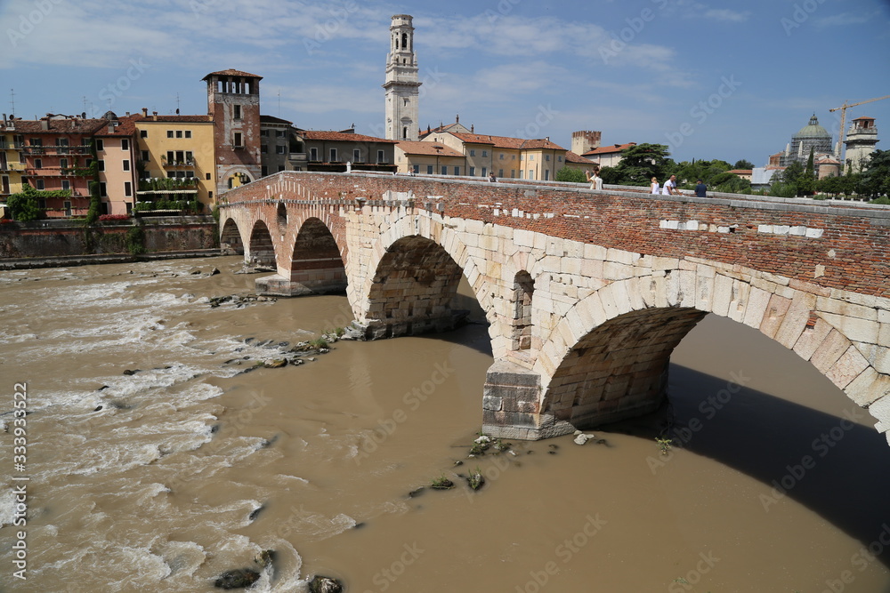 Verona - Adige panorama and Ponte Pietra