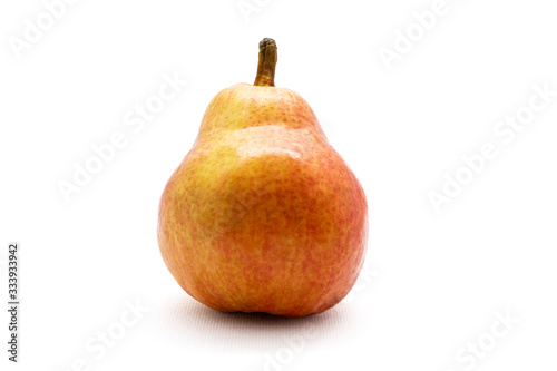 Red-yellow pear on a white background