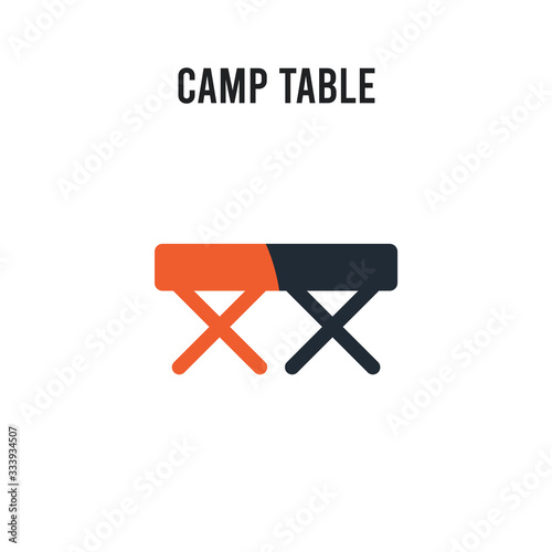 Camp table vector icon on white background. Red and black colored Camp table icon. Simple element illustration sign symbol EPS