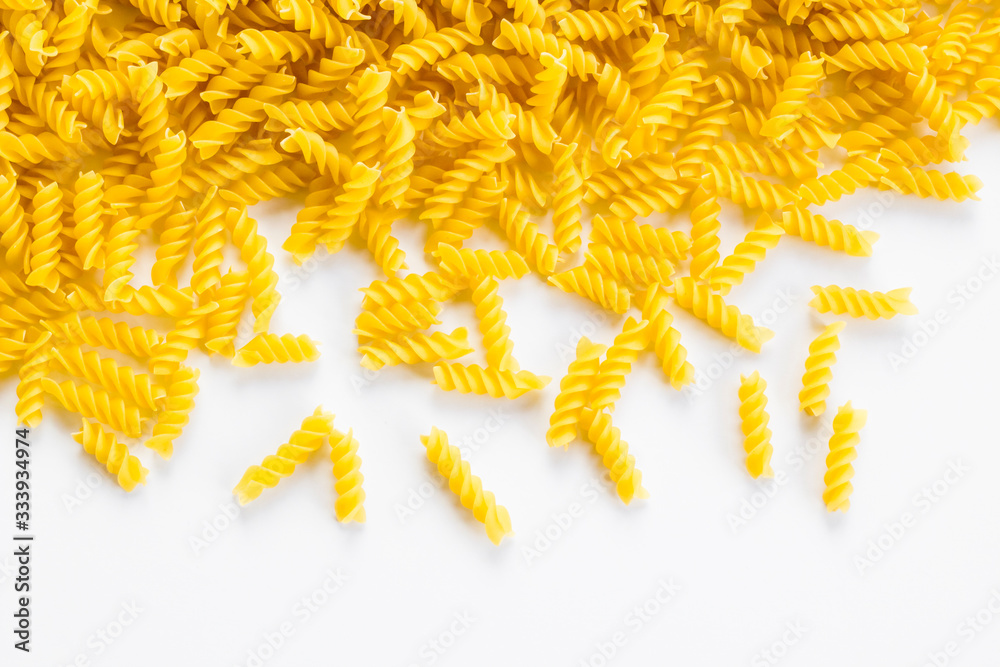 Obraz premium Traditional Turkish durum wheat semolina pasta on white background
