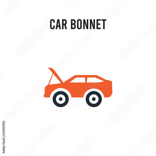 car bonnet vector icon on white background. Red and black colored car bonnet icon. Simple element illustration sign symbol EPS