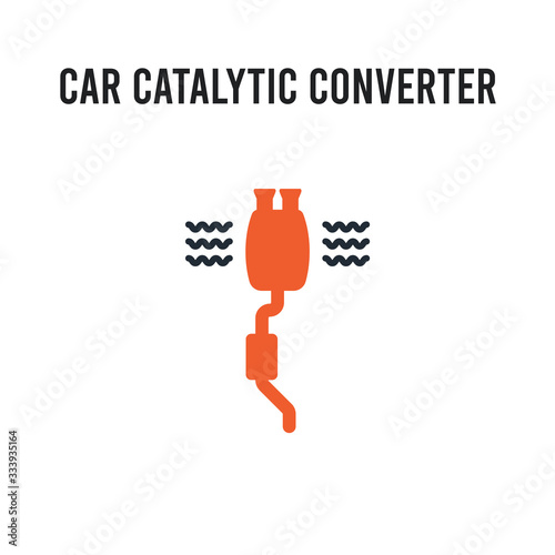 car catalytic converter vector icon on white background. Red and black colored car catalytic converter icon. Simple element illustration sign symbol EPS