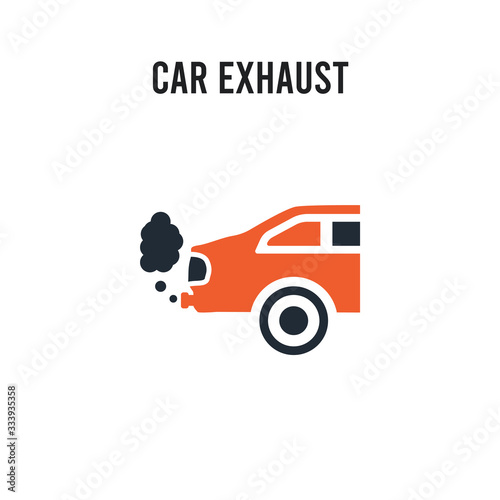 car exhaust vector icon on white background. Red and black colored car exhaust icon. Simple element illustration sign symbol EPS