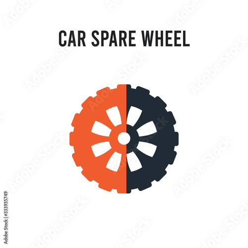 car spare wheel vector icon on white background. Red and black colored car spare wheel icon. Simple element illustration sign symbol EPS