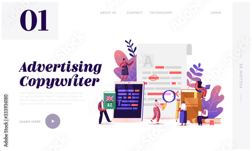 English Grammar, Examination Landing Page Template. Tiny Characters Correct Mistakes and Errors in Paper and Digital Test. Fail Exam Results, Incorrect Answers. Cartoon People Vector Illustration