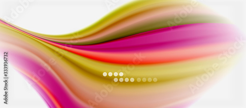 Wave lines abstract background, smooth silk design with rainbow style colors. Liquid fluid color waves. Vector Illustration