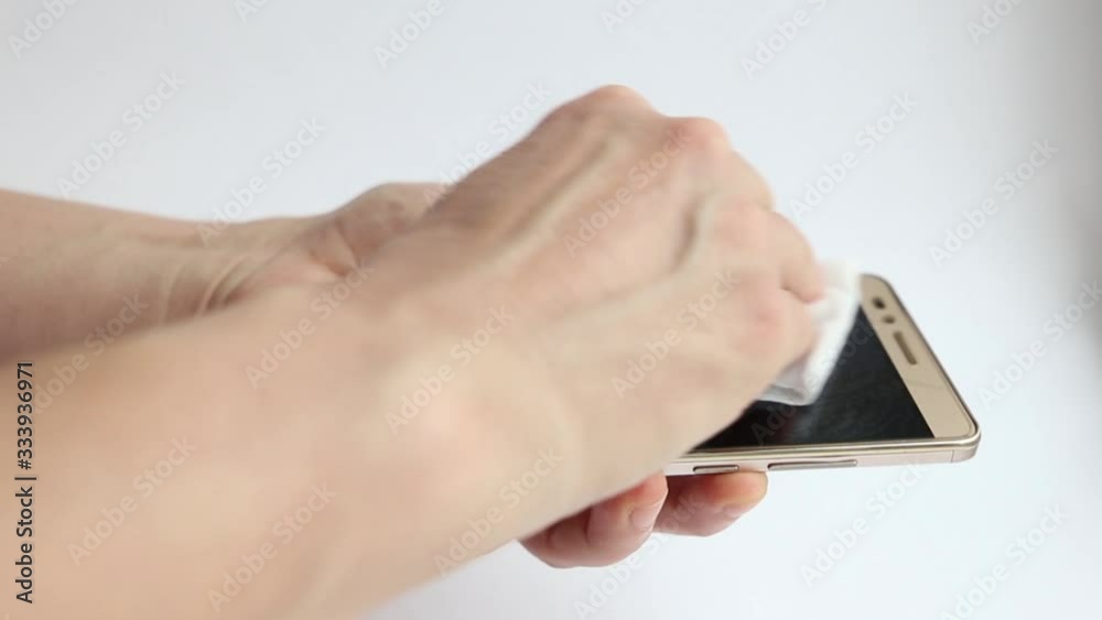 Phone disinfection during quarantine. Prevent covid-19 distribution, sanitize your gadgets