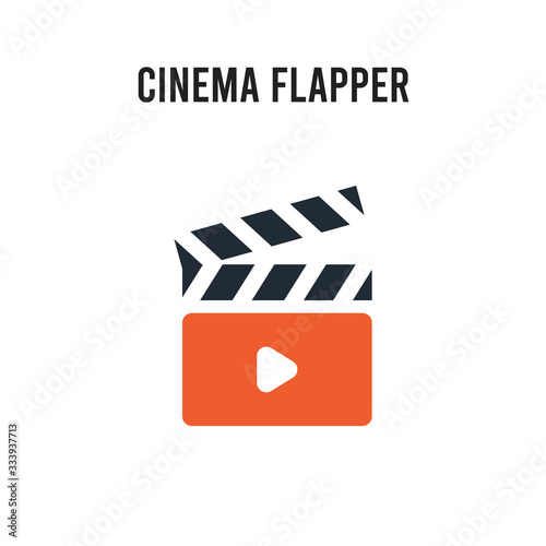 cinema flapper vector icon on white background. Red and black colored cinema flapper icon. Simple element illustration sign symbol EPS