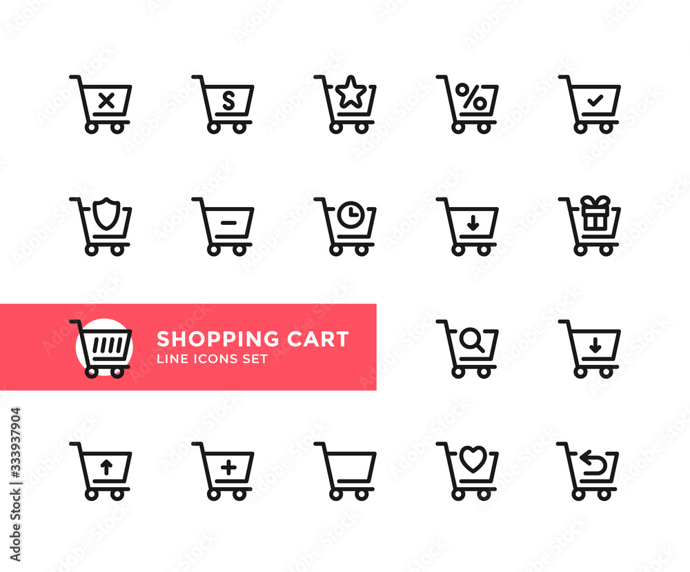 Shopping cart vector line icons. Simple set of outline symbols, graphic design elements. Pixel Perfect Shopping cart vector line icons. Simple set of outline symbols, graphic design elements. Pixel Perfect