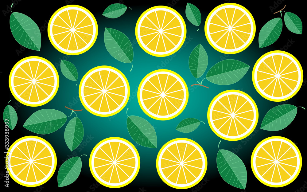 lemon slices with leaves vector background lemon slices with leaves vector background