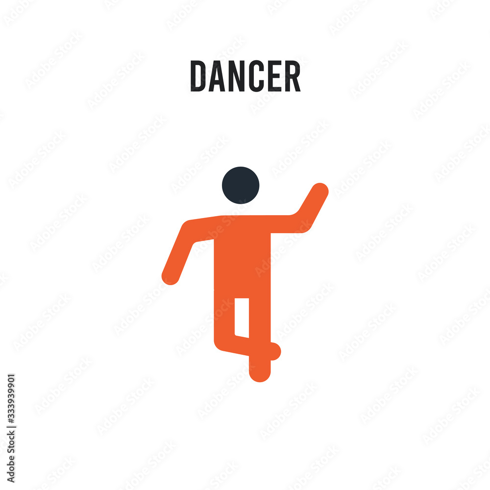 Dancer vector icon on white background. Red and black colored Dancer icon. Simple element illustration sign symbol EPS