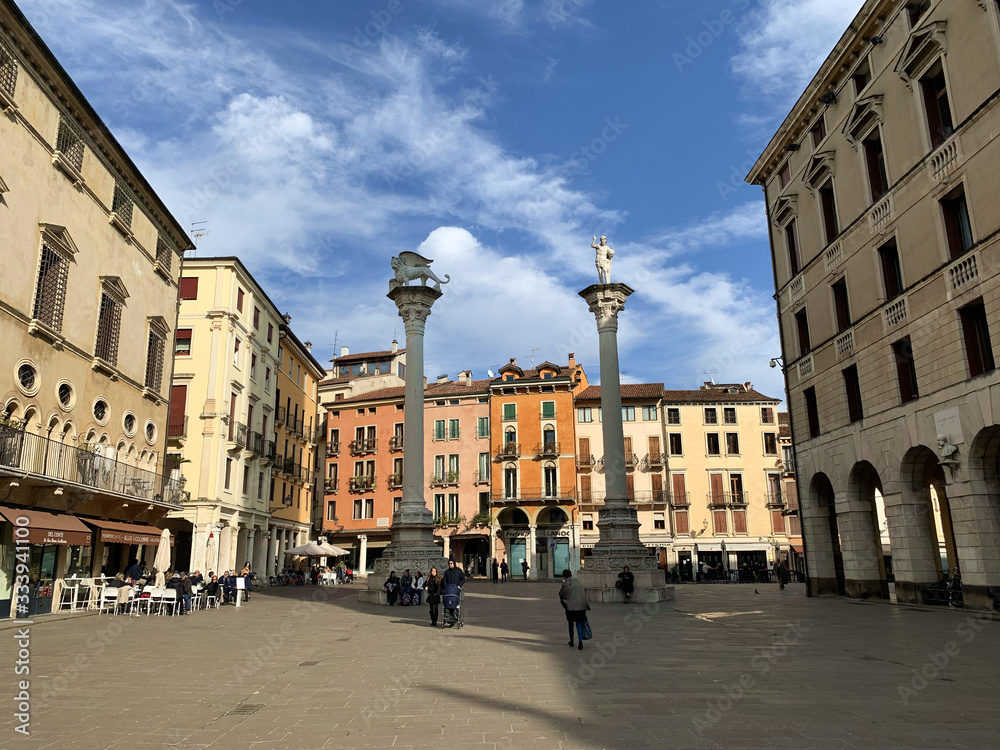 View of Piazza dei Signori, the central square of Vicenza, Italy.
