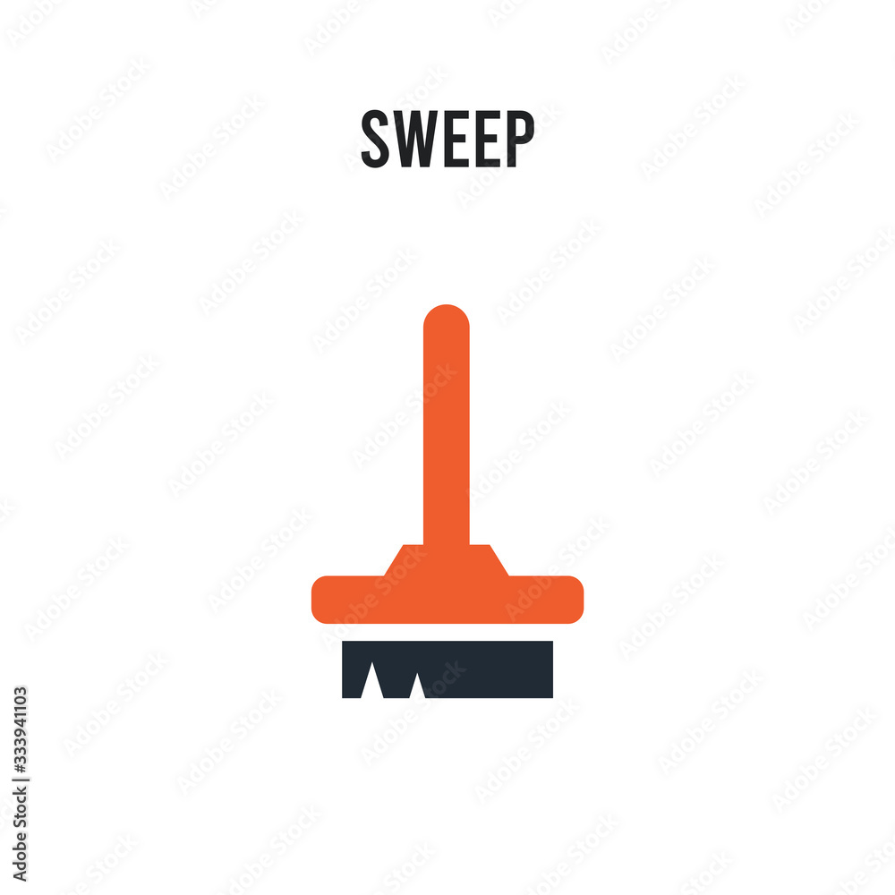Sweep vector icon on white background. Red and black colored Sweep icon. Simple element illustration sign symbol EPS Sweep vector icon on white background. Red and black colored Sweep icon. Simple element illustration sign symbol EPS