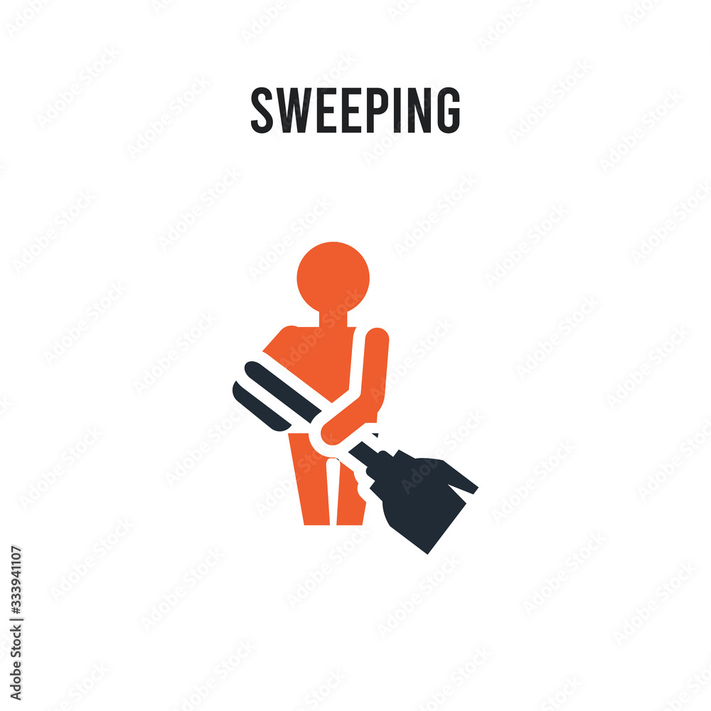 Sweeping vector icon on white background. Red and black colored Sweeping icon. Simple element illustration sign symbol EPS