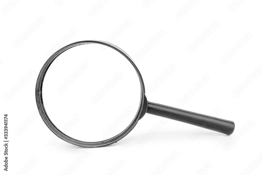 Black magnifier isolated on a white background. Black magnifier isolated on a white background.