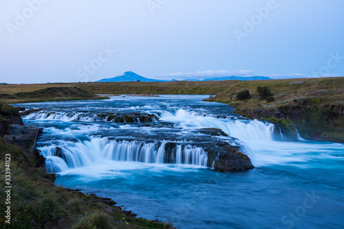 Aegissidufoss waterfall in river Ranga near Hella in Iceland