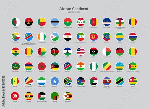 African Continent countries flag icons collection
