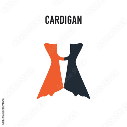 Cardigan vector icon on white background. Red and black colored Cardigan icon. Simple element illustration sign symbol EPS