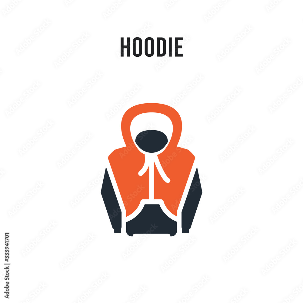 Hoodie vector icon on white background. Red and black colored Hoodie icon. Simple element illustration sign symbol EPS