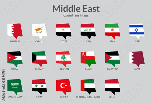 Middle east countries flag icons collection