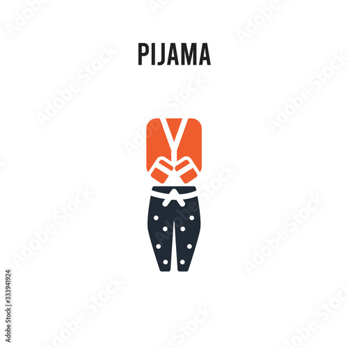 Pijama vector icon on white background. Red and black colored Pijama icon. Simple element illustration sign symbol EPS