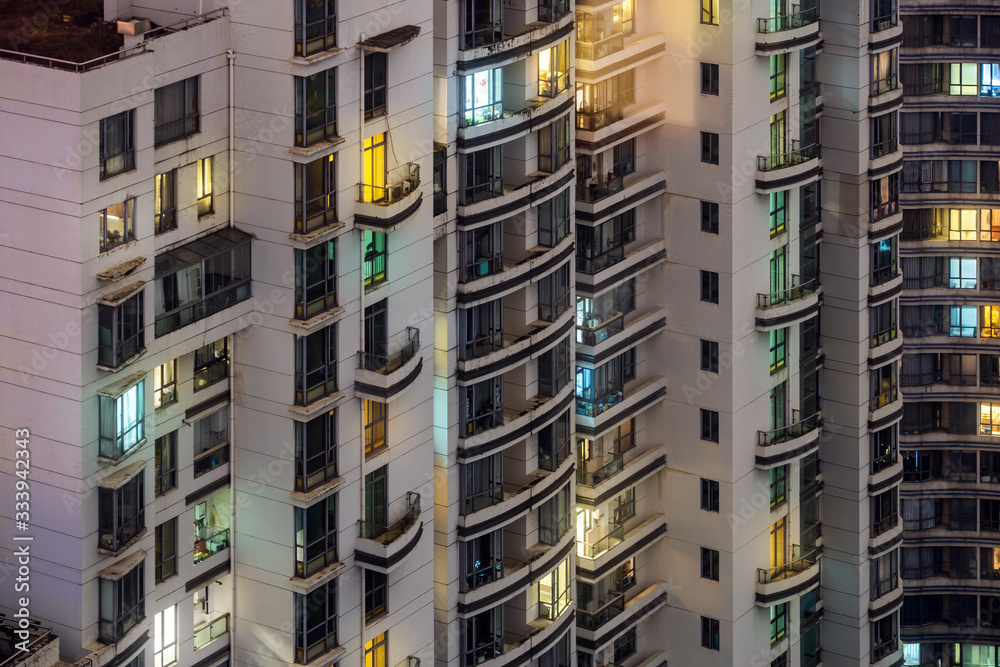 Colorful Illuminated Windows of Residential Buildings. Colorful Illuminated Windows of Residential Buildings.