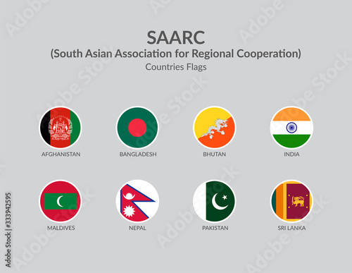 SAARC-South Asian Association for Regional Cooperation Countries flag icons collection
