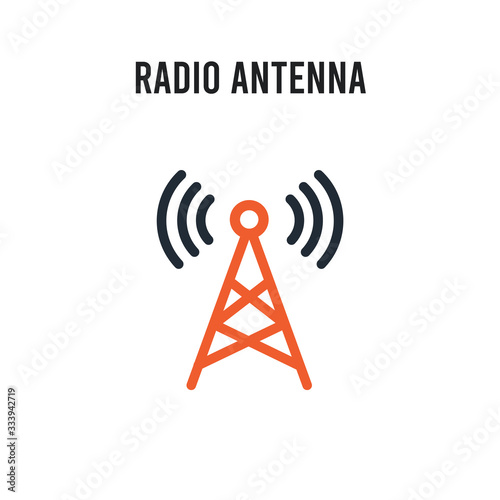 Radio antenna vector icon on white background. Red and black colored Radio antenna icon. Simple element illustration sign symbol EPS