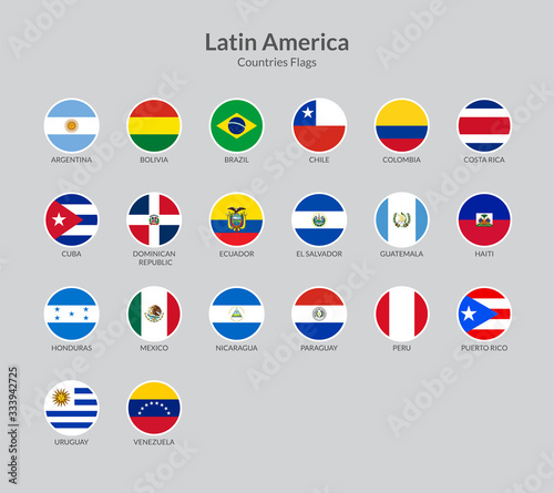 Latin American countries flag icons collection