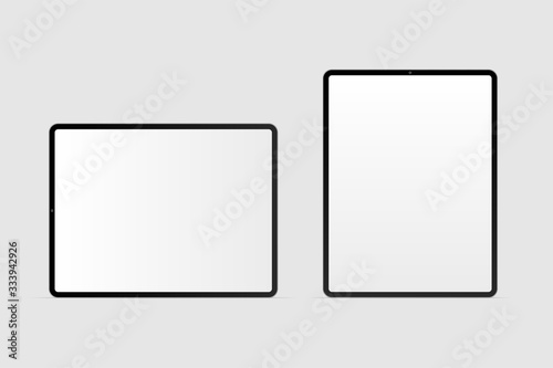 Realistic Modern black Tablet mockup, Modern tablet blank screen, Flat style vector tablet computer.