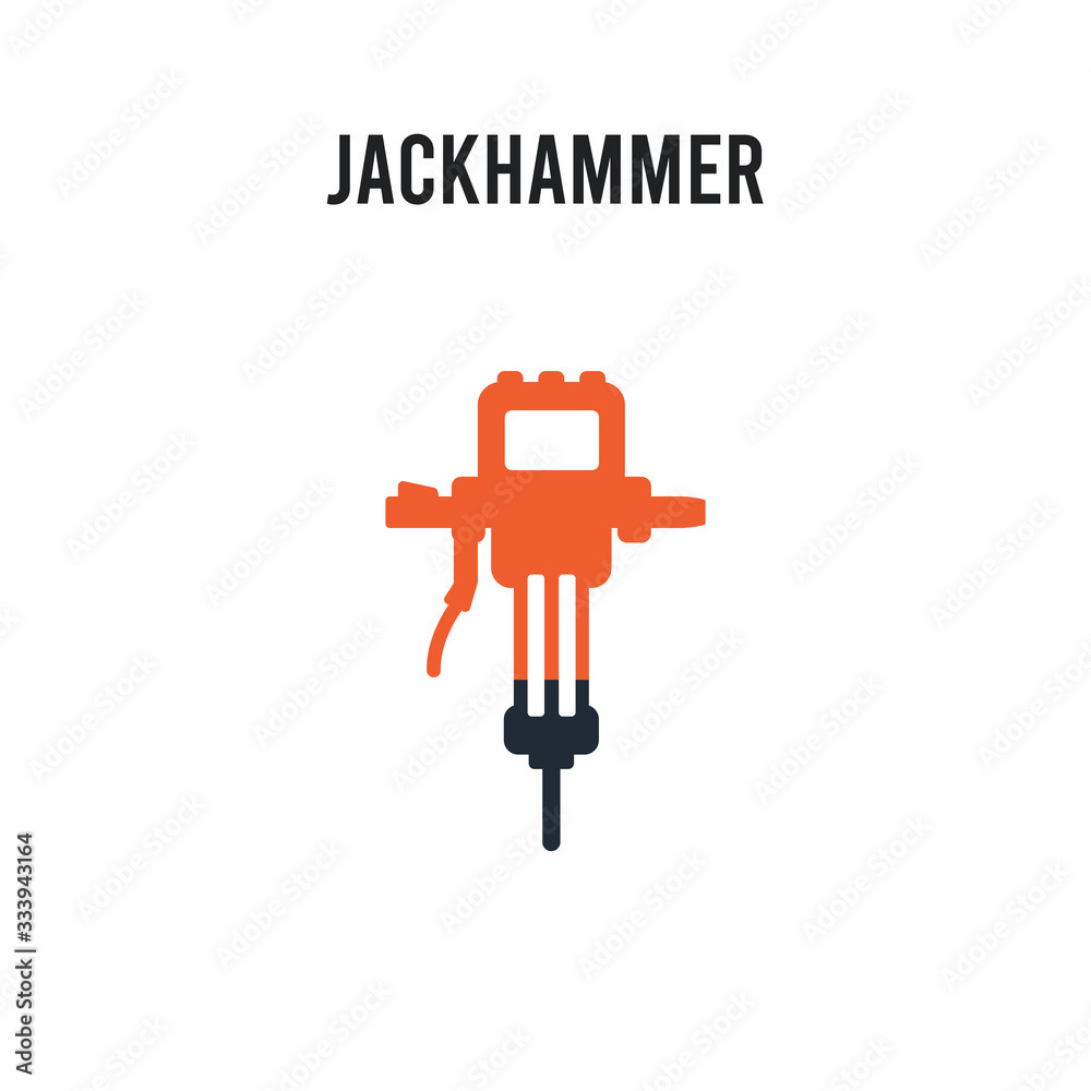 Jackhammer vector icon on white background. Red and black colored Jackhammer icon. Simple element illustration sign symbol EPS