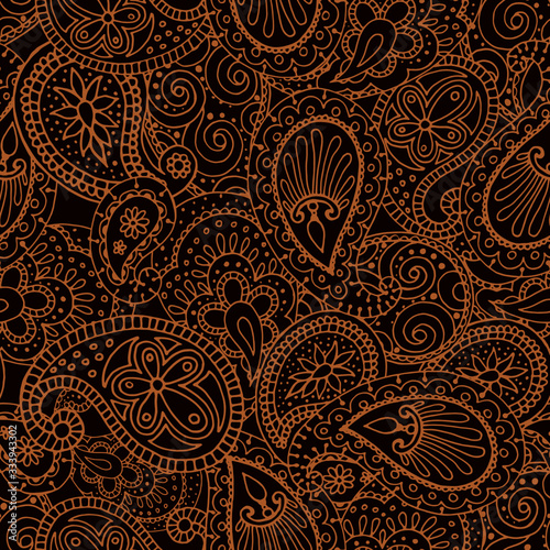 seamless pattern in monochrome colors, Indian ornaments, wallpaper, wrapping paper