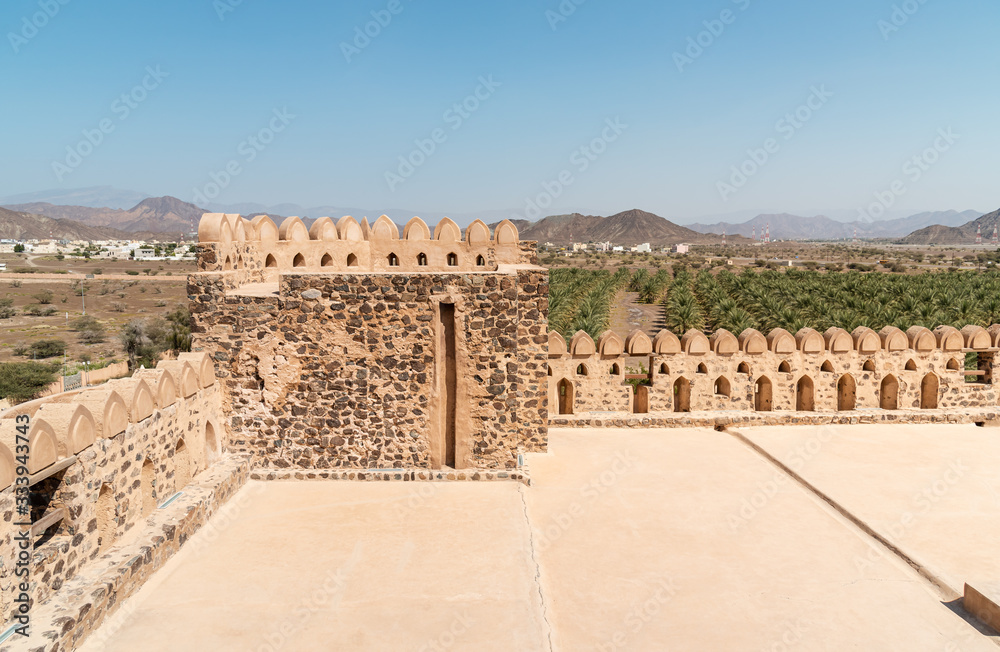 Terrace of the Jabreen Castle in Bahla, Sultanate of Oman.