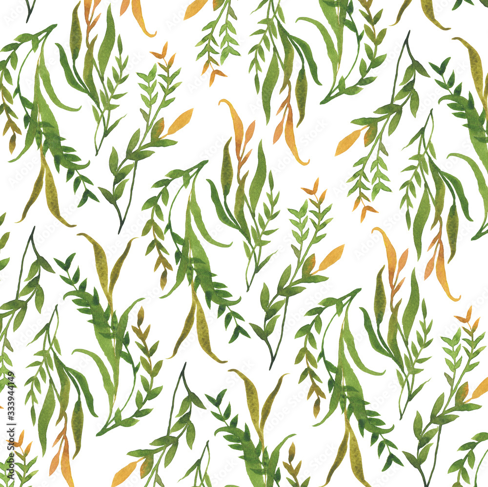 seamless background with green leaves