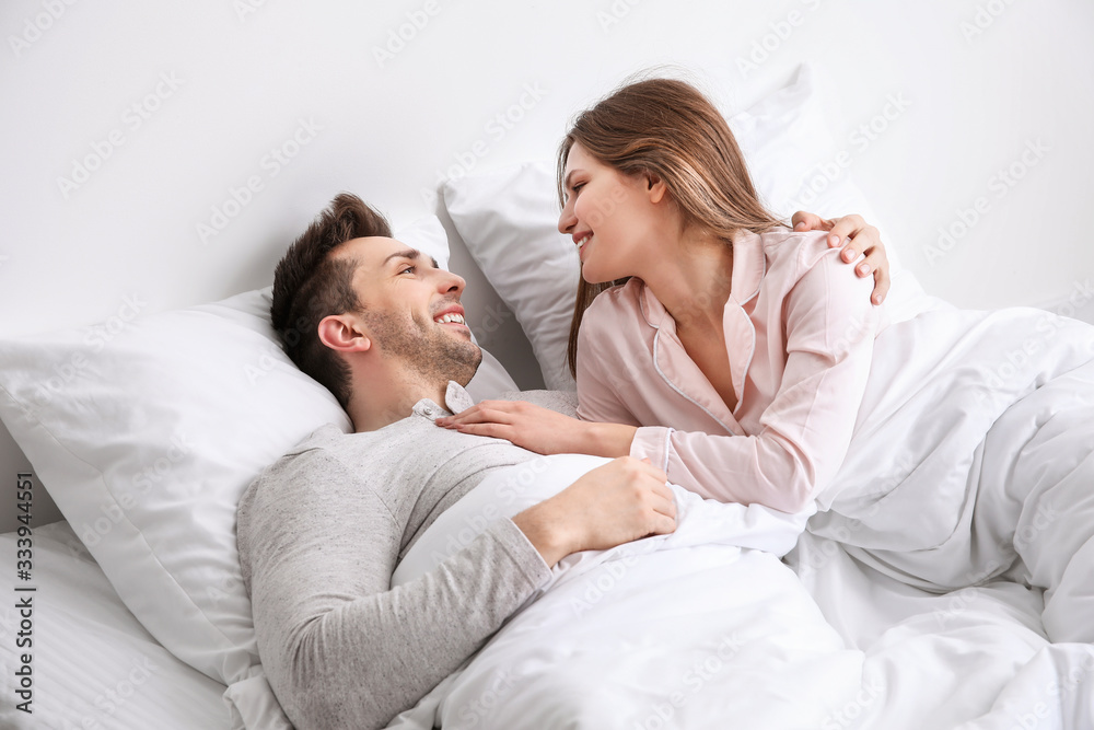 Morning of young couple in bed Morning of young couple in bed