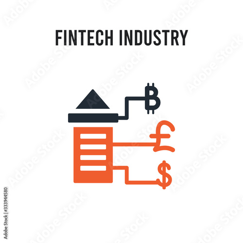 fintech industry vector icon on white background. Red and black colored fintech industry icon. Simple element illustration sign symbol EPS