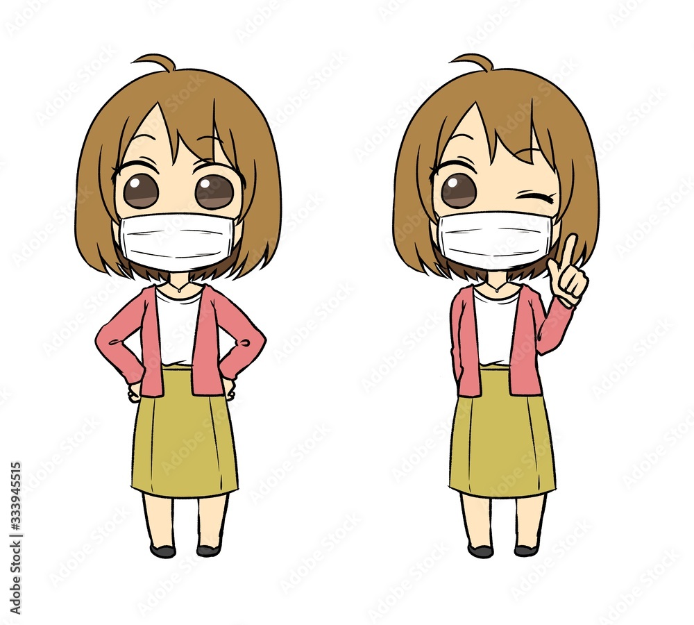マスクをした私服の女性 マスクをした私服の女性