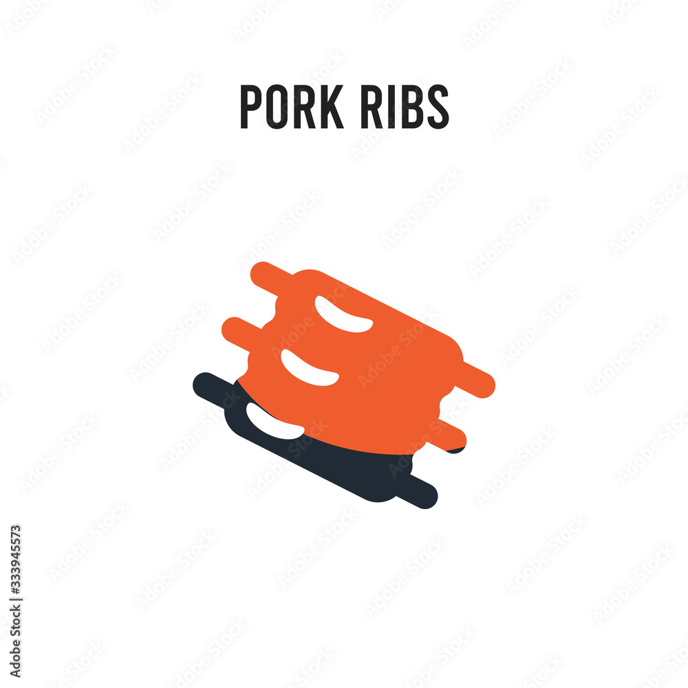 Pork Ribs vector icon on white background. Red and black colored Pork Ribs icon. Simple element illustration sign symbol EPS