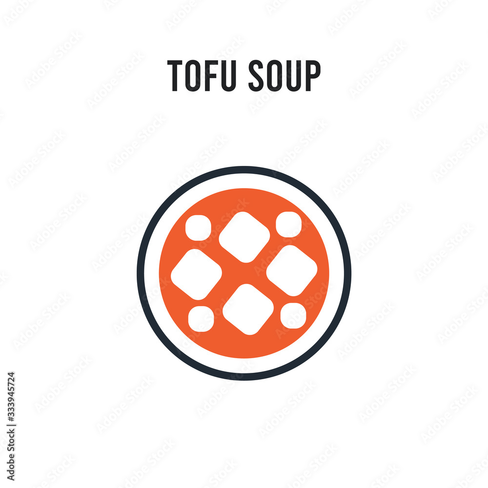 Tofu Soup vector icon on white background. Red and black colored Tofu Soup icon. Simple element illustration sign symbol EPS