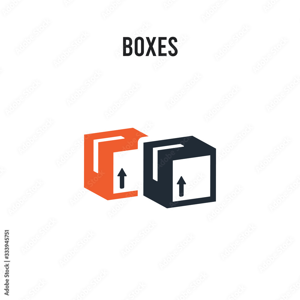 Boxes vector icon on white background. Red and black colored Boxes icon. Simple element illustration sign symbol EPS Boxes vector icon on white background. Red and black colored Boxes icon. Simple element illustration sign symbol EPS